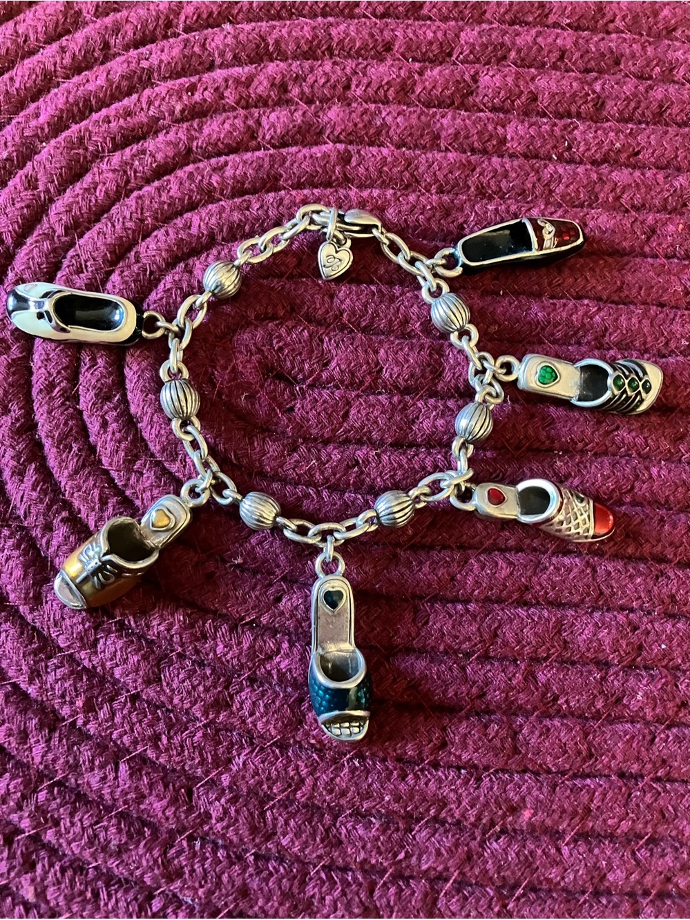 🌸Vintage Brighton Enameled Shoe Charm Bracelet